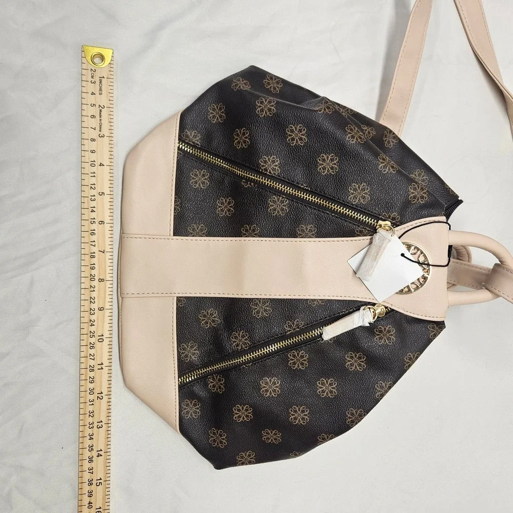 Avon Monogram Backpack Womens OS Brown Cream Gold Hardware New